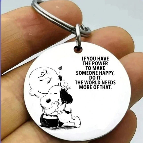 Charlie Brown Snoopy Hot Love Quote Keychain - Picture 1 of 1